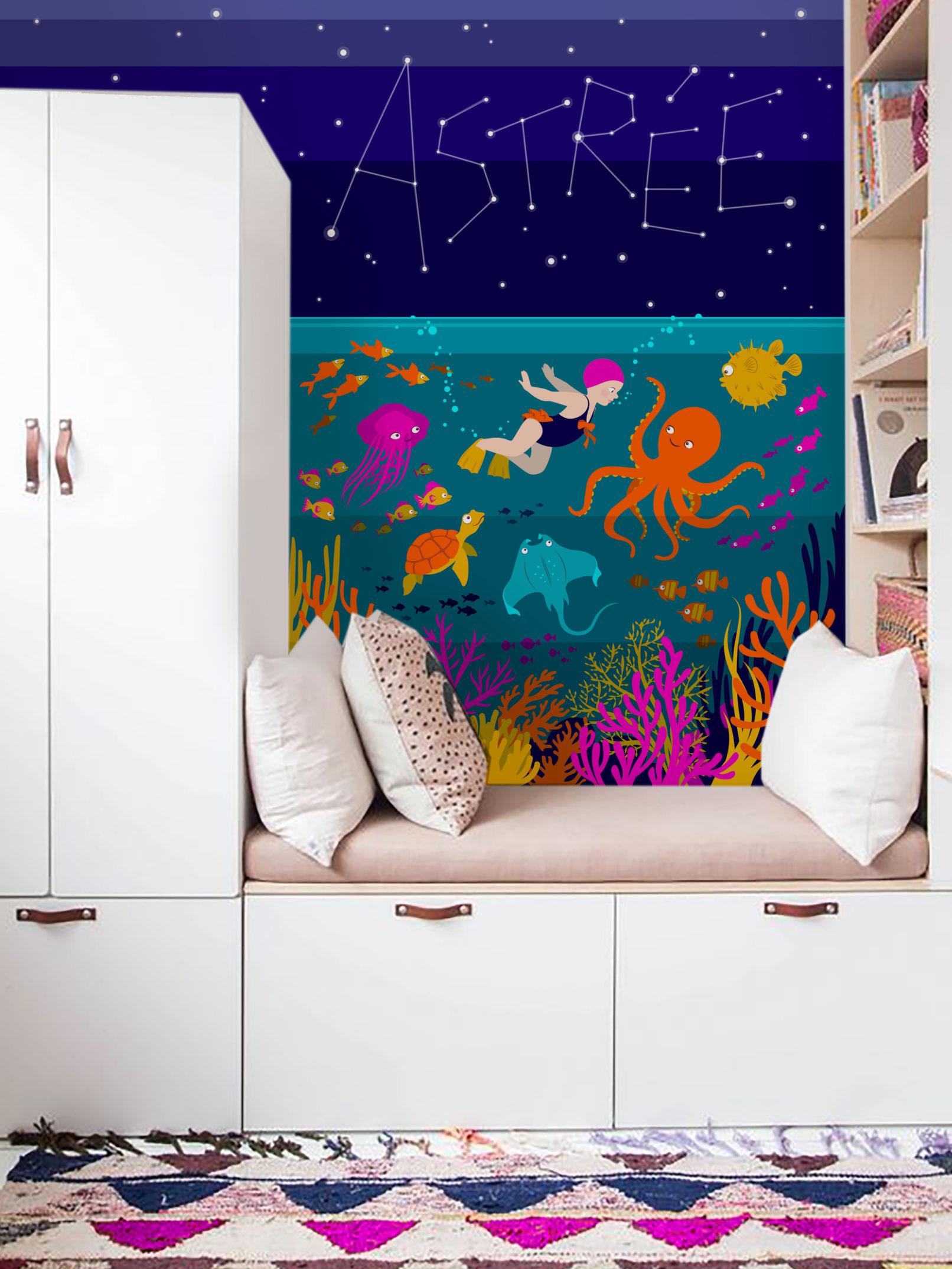 motif papier peint illustration